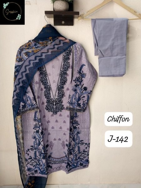 Chiffon Ready Stock Pure Cotton Patch Self Embroidered Festive Wear Suit Collection Pakistani Suits Wholesale
