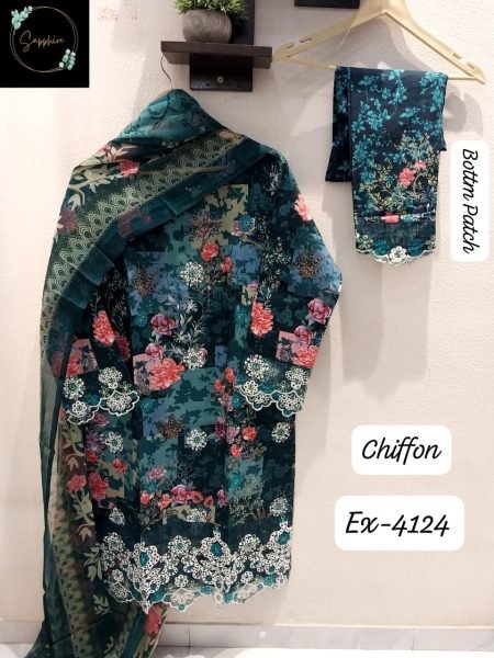 Chiffon Ready Stock Pure Cotton Patch Self Embroidered Festive Wear Suit Collection Pakistani Suits Wholesale