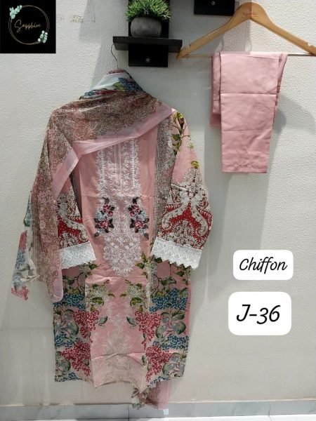 Chiffon Ready Stock Pure Cotton Patch Self Embroidered Festive Wear Suit Collection Pakistani Suits Wholesale
