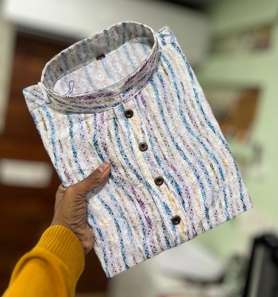 Chikankari Printed Cotton Rayon Mens Kurta Pajama Kurta Pajama Wholesale