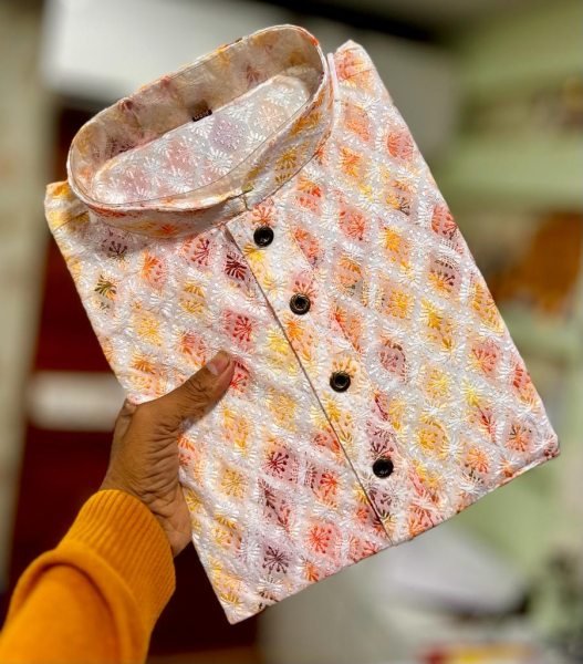 Chikankari Printed Cotton Rayon Mens Kurta Pajama Kurta Pajama Wholesale