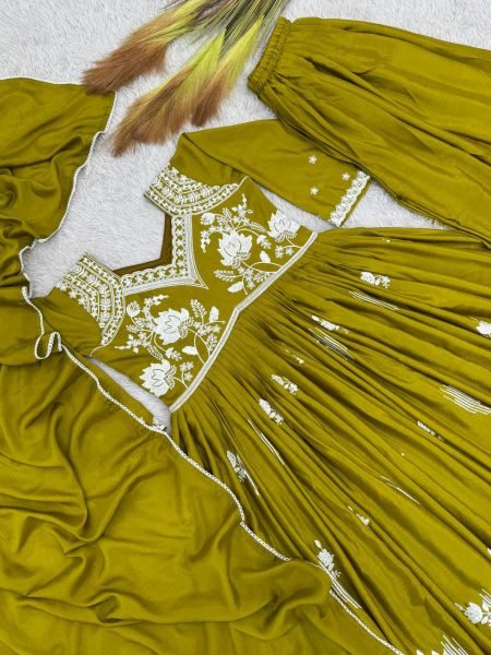 Classic Embroidered Chinon Silk Anarkali Suit with Dupatta for Function Ready  Ready To Wear Collection