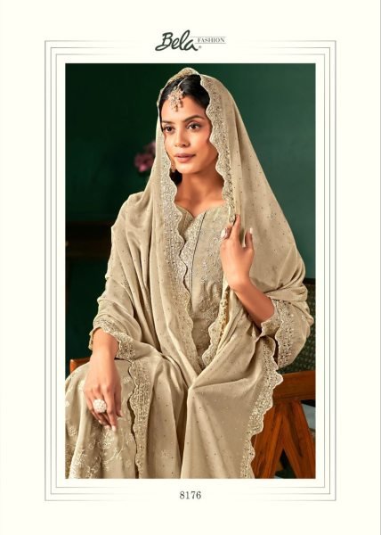 Beige Classic Glow Chinon Suit with Swarovski Touch Ideal for Day Events Designer Plazzo Salwar Suits Wholesale