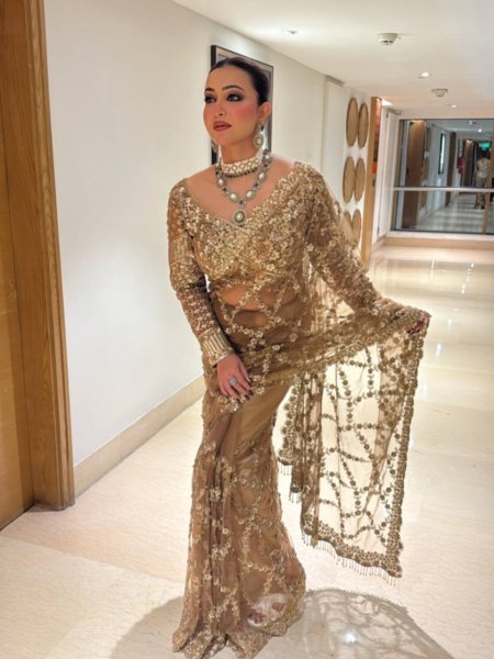Classic Golden Soft Net Saree with Rich Work for Traditional and Modern Wear Bollywood Fancy Sarees Wholesale