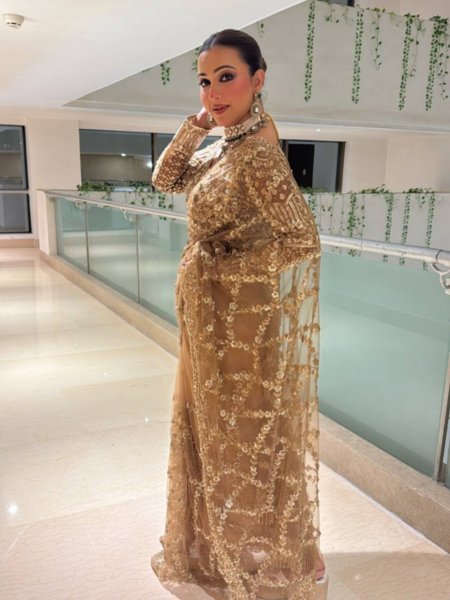 Classic Golden Soft Net Saree with Rich Work for Traditional and Modern Wear Bollywood Fancy Sarees Wholesale