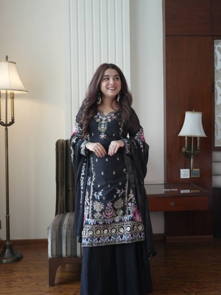 Classic Premium Fox Georgette fabric with elegant sequence work Eid outfit 