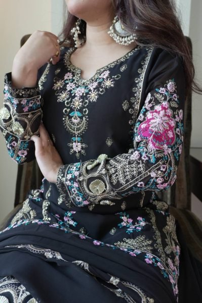 Classic Premium Fox Georgette fabric with elegant sequence work Eid outfit Ready To Wear Collection