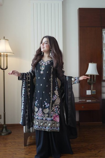 Classic Premium Fox Georgette fabric with elegant sequence work Eid outfit Ready To Wear Collection