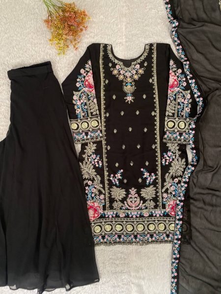 Classic Premium Fox Georgette fabric with elegant sequence work Eid outfit Ready To Wear Collection