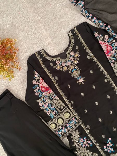 Classic Premium Fox Georgette fabric with elegant sequence work Eid outfit Ready To Wear Collection