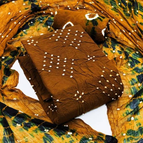 Classic  Rayon Fabric Bandhani Dress Material with Original Bandhej Work at Wholesale Prices Bandhani Dress Material