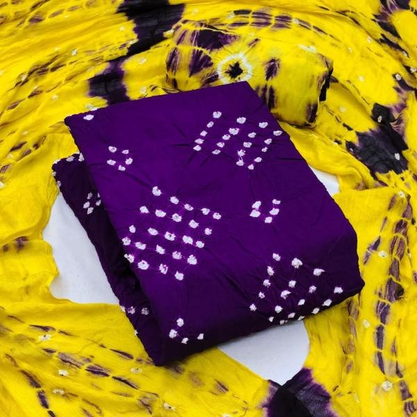 Classic  Rayon Fabric Bandhani Dress Material with Original Bandhej Work at Wholesale Prices Bandhani Dress Material