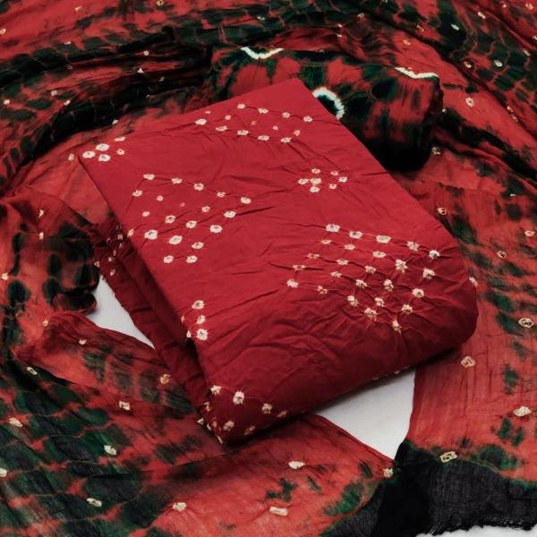 Classic  Rayon Fabric Bandhani Dress Material with Original Bandhej Work at Wholesale Prices Bandhani Dress Material