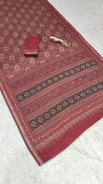 Classic Red Mal Cotton Saree with Traditional Pattern and Soft Fabric Printed Cotton Sarees Wholesale