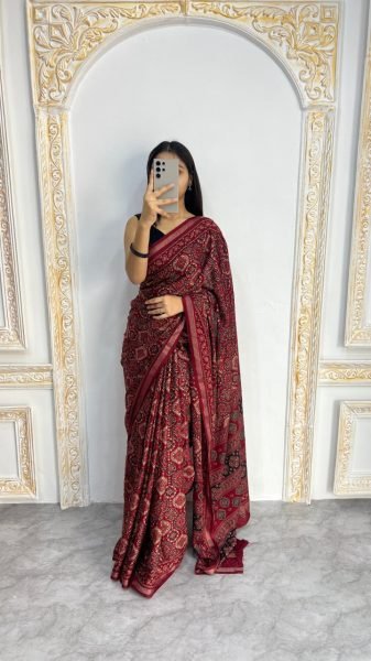 Classic Red Mal Cotton Saree with Traditional Pattern and Soft Fabric Printed Cotton Sarees Wholesale