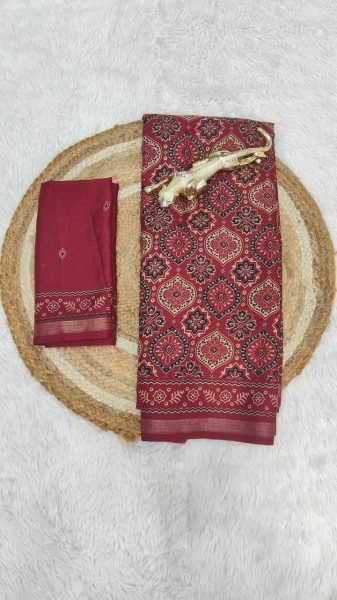Classic Red Mal Cotton Saree with Traditional Pattern and Soft Fabric Printed Cotton Sarees Wholesale