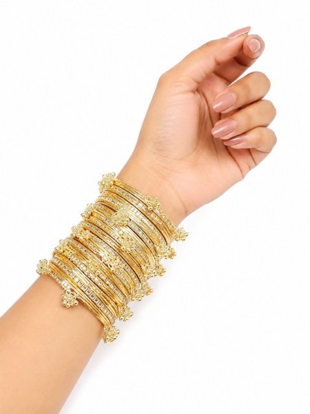 Classic Steel Gold Bangles Set with Kashmiri Ghunghru at Wholesale Rate Fashion Accessories Wholesale