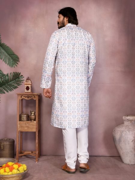 Classic White Heavy Cotton Kurta Pyjama For Wedding Guest Wear  Kurta Pajama Wholesale