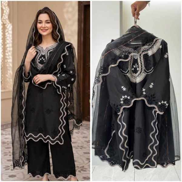 Classy Black Designer Pakistani Suit Set for Wedding and Party Wear Ready To Wear Collection