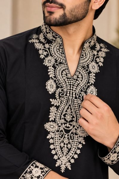Classy Black Festive Wear Lachka Kurta Pant Set with Heavy Embroidery  Kurta Pajama Wholesale