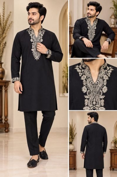Classy Black Festive Wear Lachka Kurta Pant Set with Heavy Embroidery  Kurta Pajama Wholesale