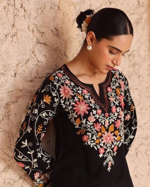 Classy Black Roman Silk Farshi Salwar Suit Set Using Embroidery Work In Kurta for Women Ready To Wear Collection