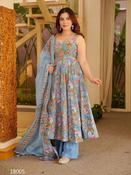 Classy Blue Best Selling Muslin Silk Printed Suit at Manufacturer Rate for Resellers Kurtis