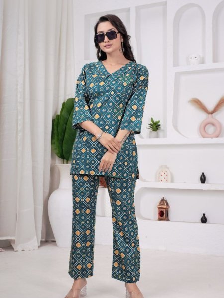 classy Blue Budget Friendly Co-Ord Set for Women at Best Price Kurtis