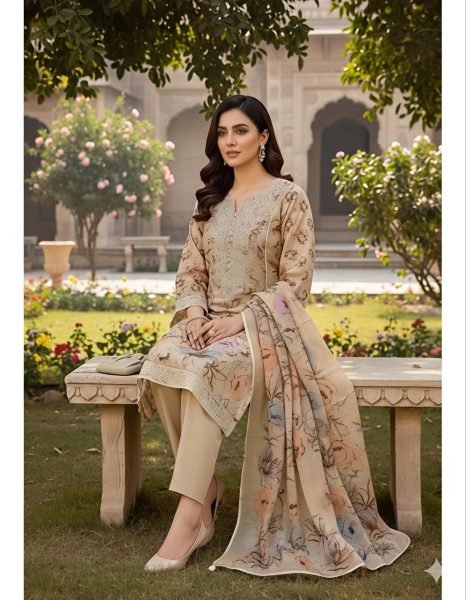 Classy Cream Mal Cotton Dress Material with Multi Work for Office Wear Punjabi Dress Materials Wholesale