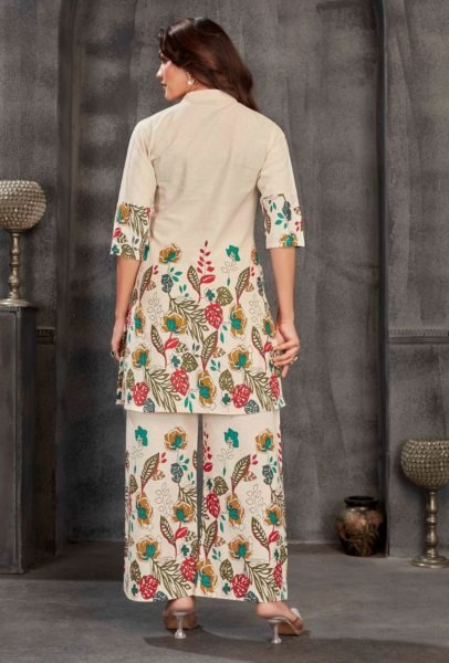 Classy Cream Pure Viscose Khadi Cotton Kurti Pant Set at Bulk Rate CO ORD Sets