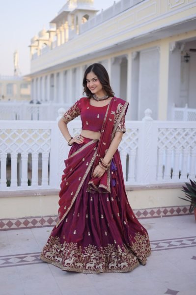 Classy Fendi Silk Lehenga with Heavy Sequins Zari Work for Wedding Wear Designer Lehenga Choli