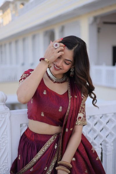Classy Fendi Silk Lehenga with Heavy Sequins Zari Work for Wedding Wear Designer Lehenga Choli
