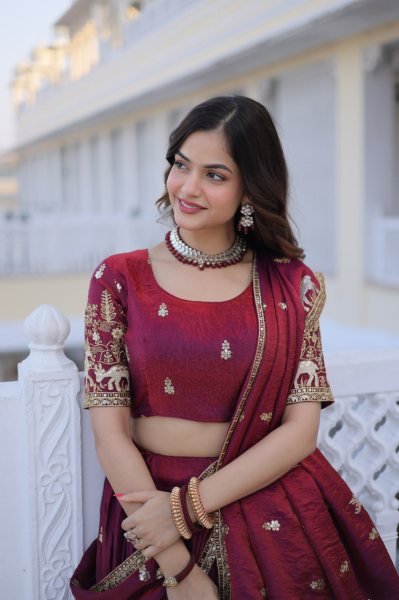 Classy Fendi Silk Lehenga with Heavy Sequins Zari Work for Wedding Wear Designer Lehenga Choli