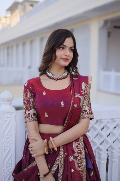 Classy Fendi Silk Lehenga with Heavy Sequins Zari Work for Wedding Wear Designer Lehenga Choli