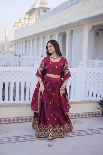 Classy Fendi Silk Lehenga with Heavy Sequins Zari Work for Wedding Wear Designer Lehenga Choli