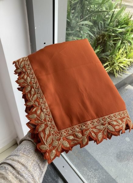 Classy Orange Soft Rangoli Silk Saree with Cutwork Lace Border for Special Occasions Embroidery Sarees Wholesale
