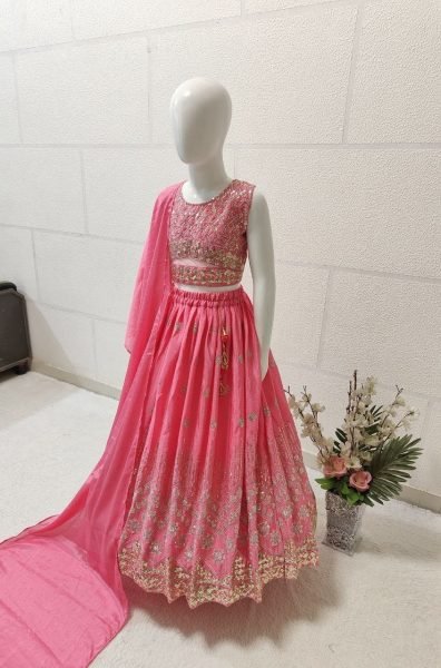 Classy Pink Designer Kids Lehenga Set for Wedding and Party Wear Girls Wear
