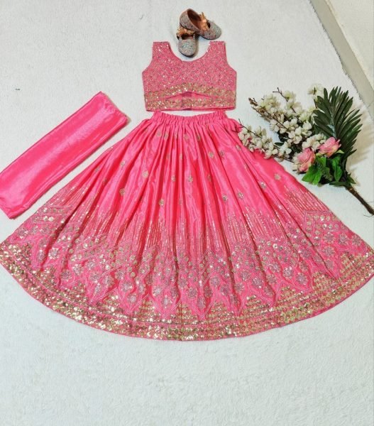Classy Pink Designer Kids Lehenga Set for Wedding and Party Wear Girls Wear