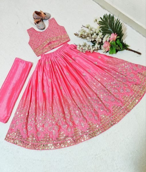 Classy Pink Designer Kids Lehenga Set for Wedding and Party Wear Girls Wear
