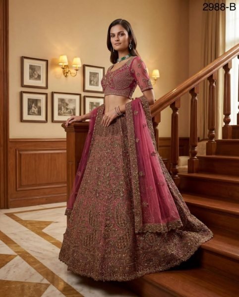 Classy Pink Heavy Designer Bridal Lehenga with Zari Dori and Sequins Work Bridal Lehenga Choli