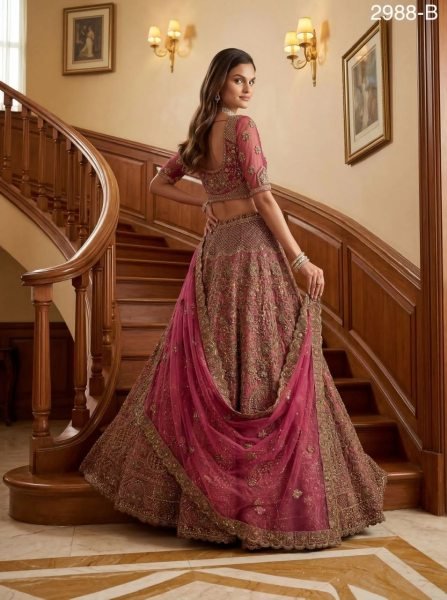 Classy Pink Heavy Designer Bridal Lehenga with Zari Dori and Sequins Work Bridal Lehenga Choli