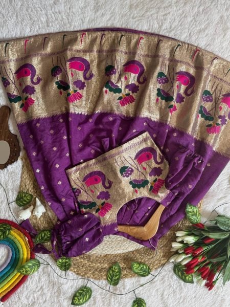 Classy Purple Kids Silk Lehenga Choli with Zari Weaving for Festive Wear Girls Wear