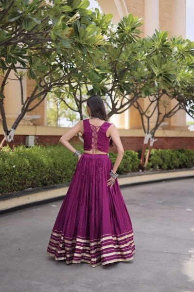 Classy Wine Designer Garba Wear Reyon Lehenga Choli with 4.5 Meter Flare at Factory Price Navratri Lehnega Choli
