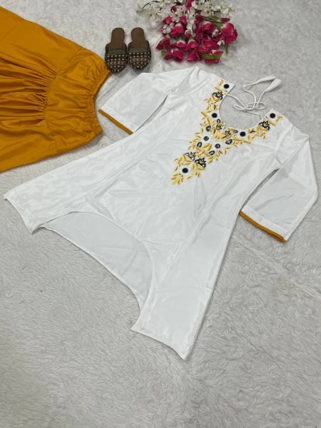Classy Yellow Fully Stitched Crepe Top and Farshi Salwar Set at Manufacturer Rate CO ORD Sets