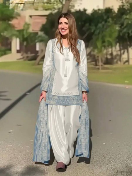 Clean And Elegant Matching Heavy Natural Silk Palazzo With Faux Georgette Dupatta Ready To Wear Suit