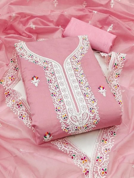 Color Pop Chanderi Collection Embroidered Unstitched Suits for Every Occasion Dress Material 