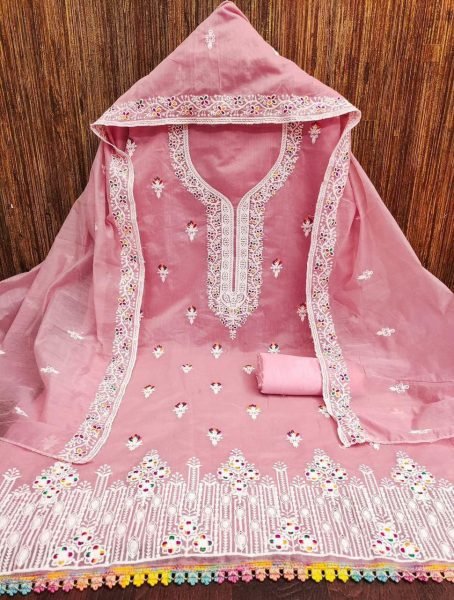 Color Pop Chanderi Collection Embroidered Unstitched Suits for Every Occasion Color Set Matching Dress Material Wholesale