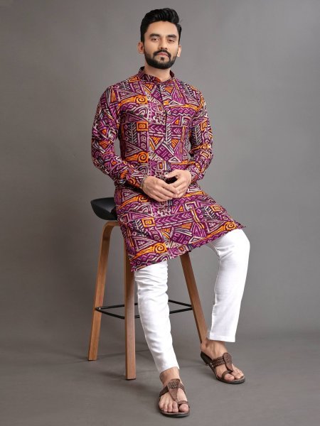 Colorful Foil Printed Kurta Pajama Set Wholesale Festive Outfit Kurta Pajama Wholesale