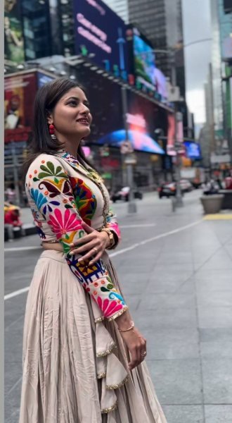 Colorful Navratri Cotton Chaniya Choli Set Fully Stitched with Floral Embroidery Design Navratri Lehnega Choli