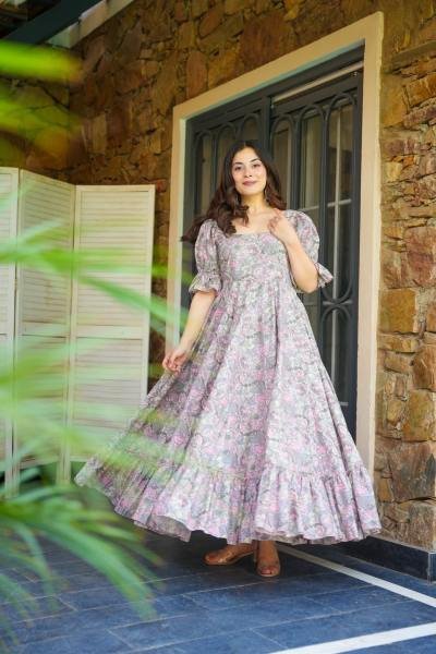 Comfortable Printed Rayon Long Gown at Manufacturer Rate Printed Kurtis